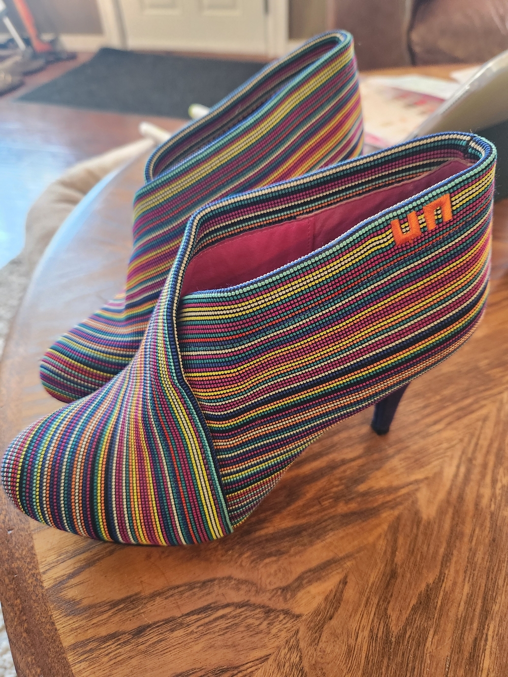 United Nude Multicolor Striped Ankle Booties With Authentic Orange UN